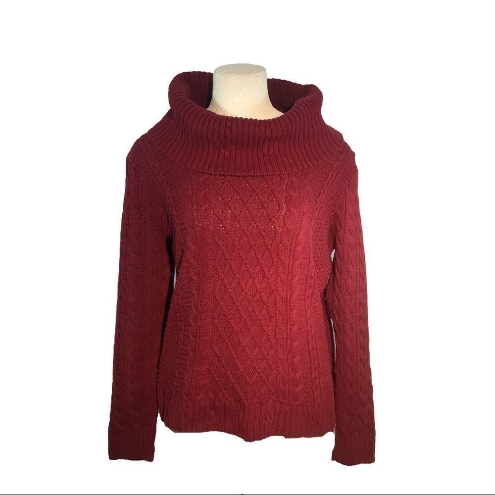 Jeanne Pierre red cable knit sweater